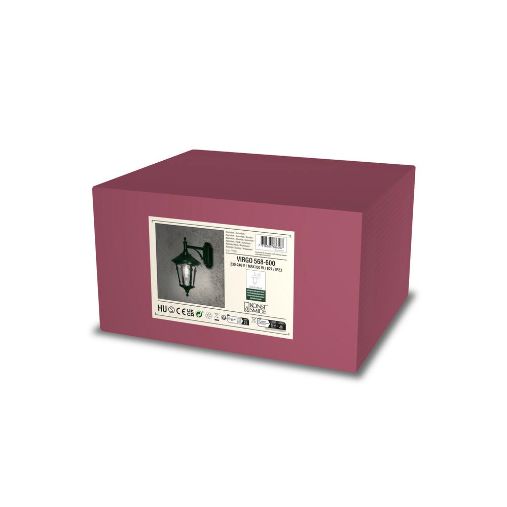 Virgo vägglykta ned E27 grön