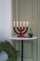 Candlestick wood 5 bulbs red