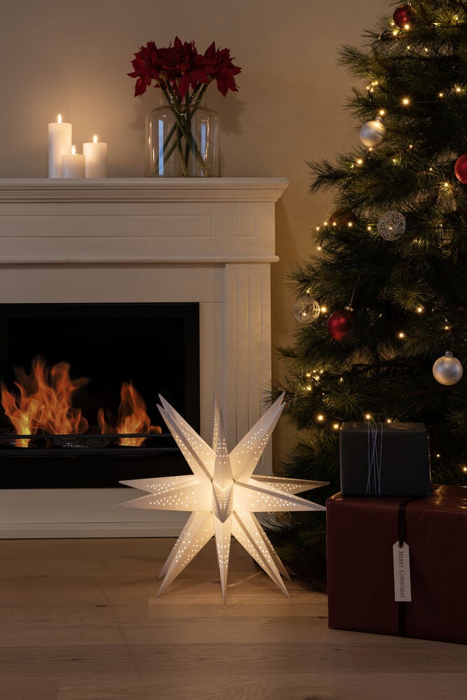 3-D Pappstjärna vit 60 cm LED