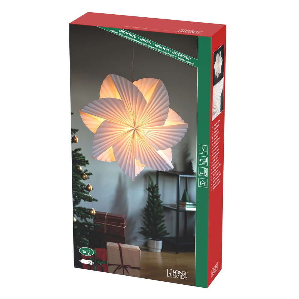 Pappersstjärna veckad vit 80cm