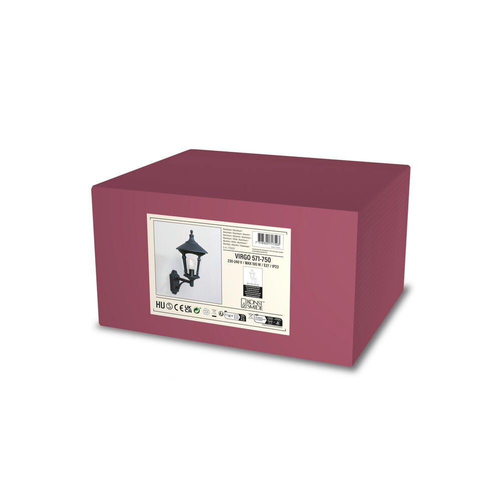 Virgo Matt Black Up Wall Light