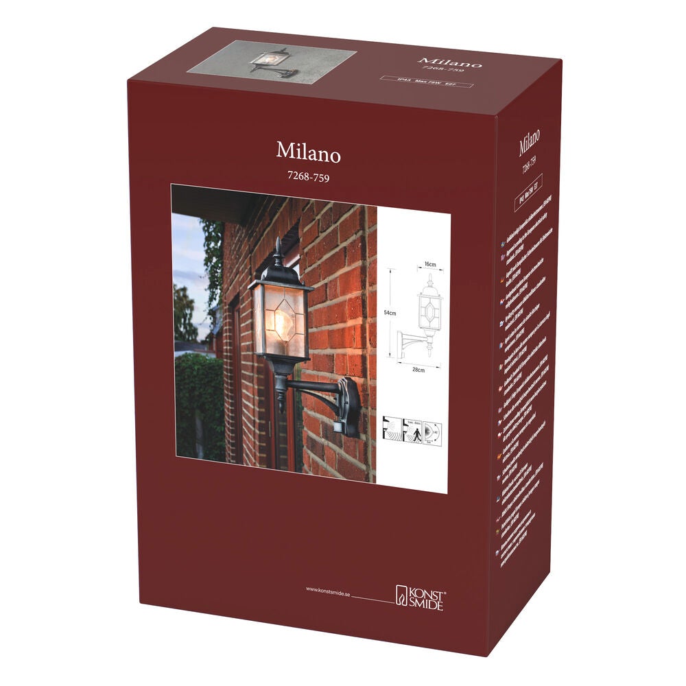 Milano vägglykta upp E27 PIR
