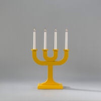 Elljusstake 4 ljus trä gul