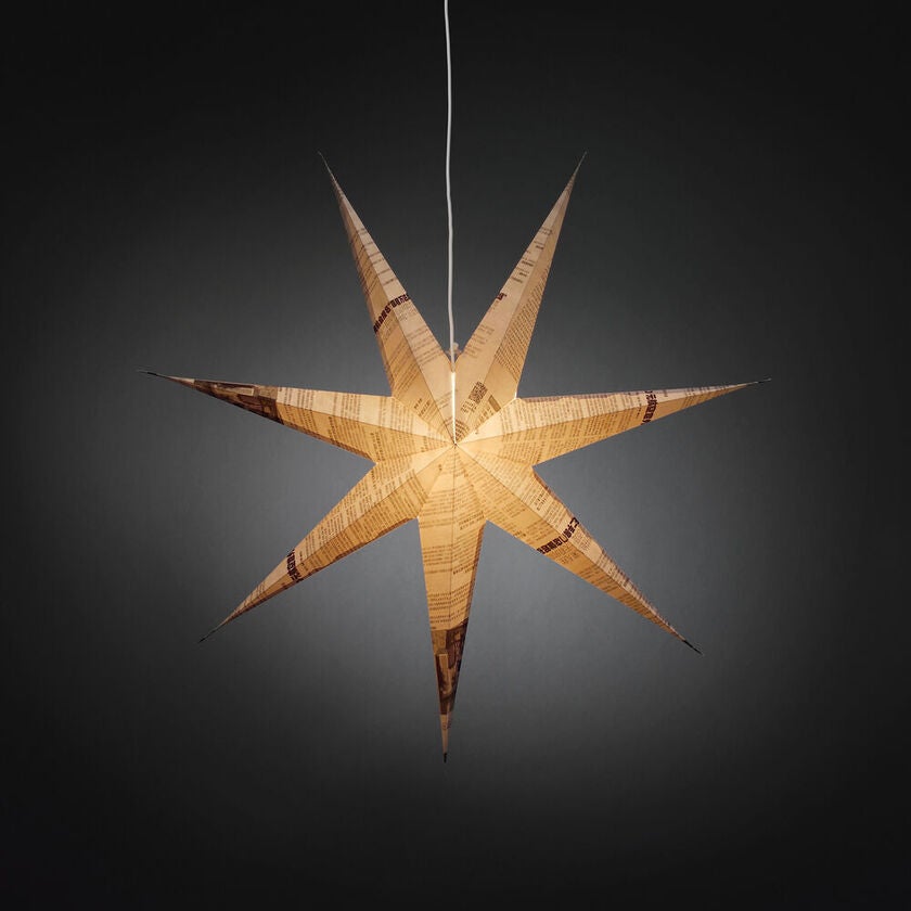 Pappersstjärna vit/nyhet tryck