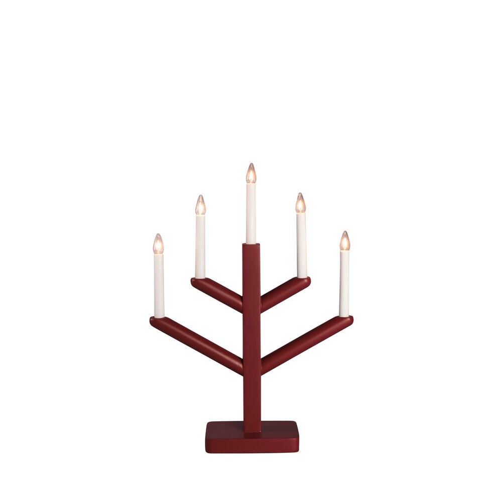 Holzleuchter Holz 5 Lampen Rot