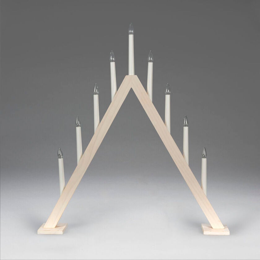 Träljusstake 9 lampor, vit