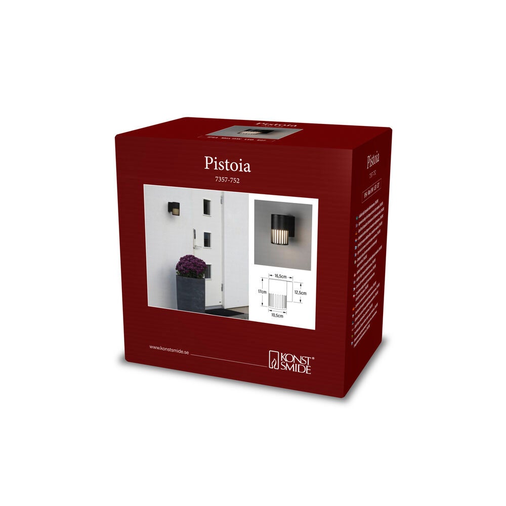 Pistoia vägglykta E27 Svart