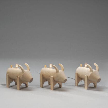 Elljusstake 3 ljus trä natur