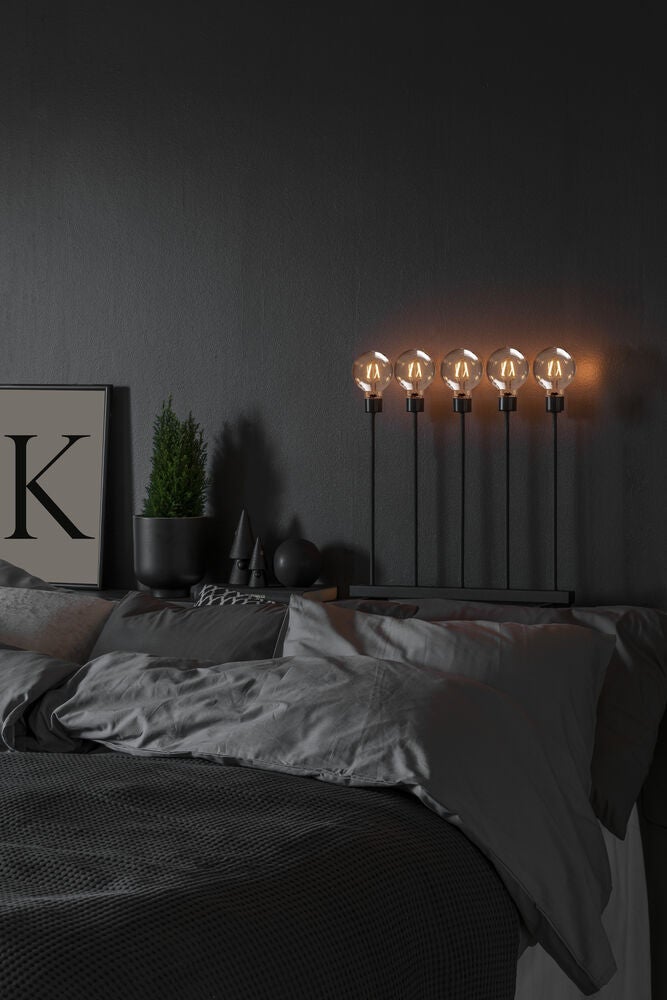 Elljusstake 5 ljus met. svart