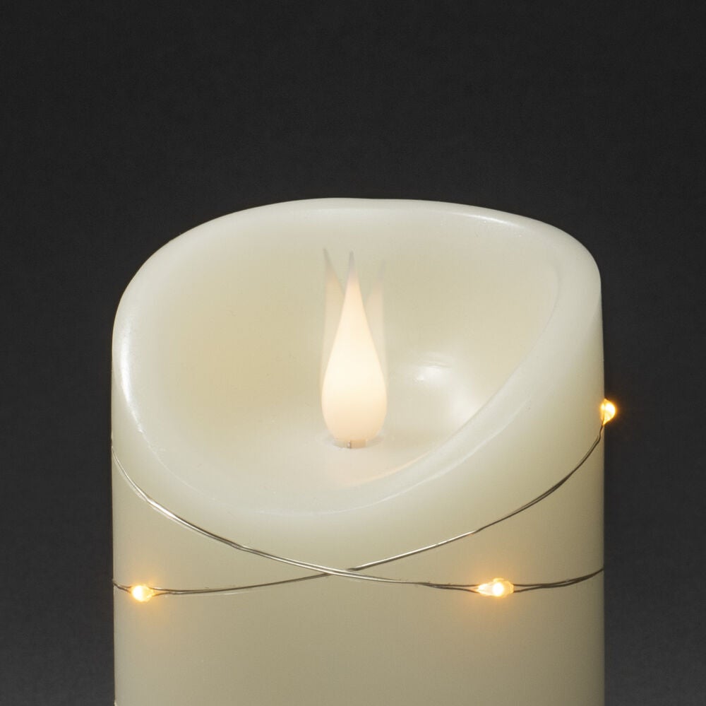 Vaxljus 7,5x13,5cm LED gr.vitt