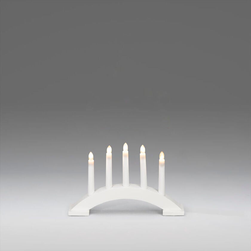 Elljusstake 5 ljus trä vit
