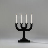 Elljusstake 4 ljus trä svart