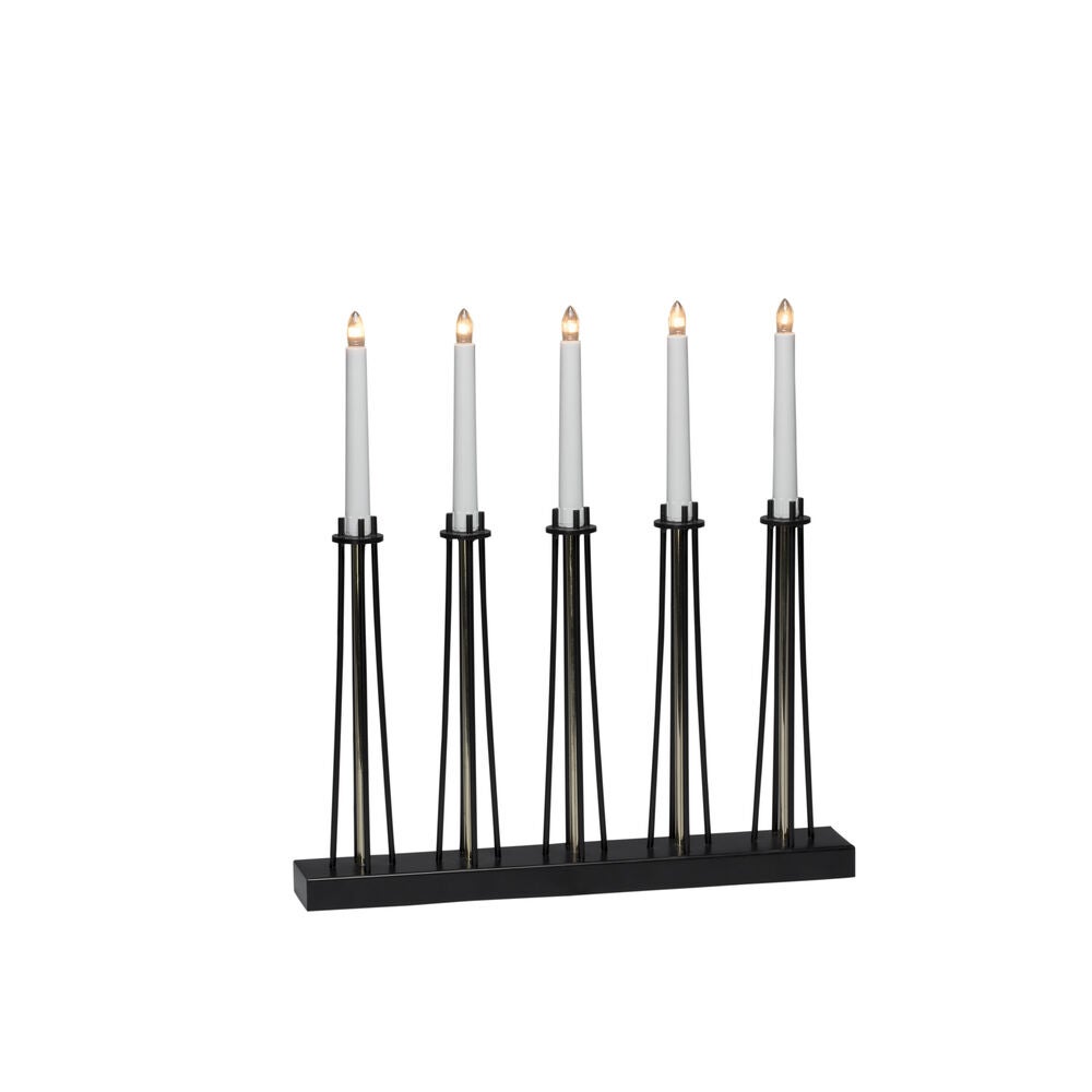 5 Bulb Metal C/Stick Blk/Brass