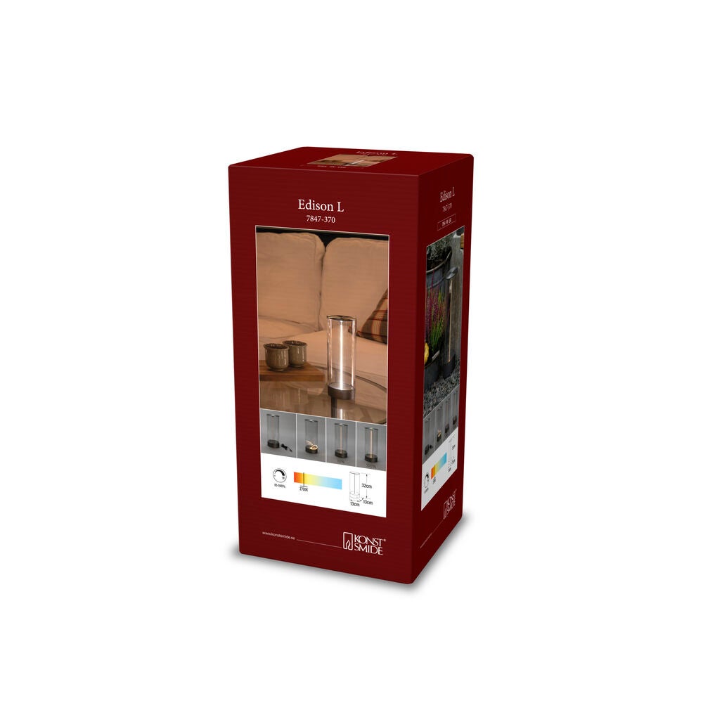 Edison L bordslampa M.Grå USB