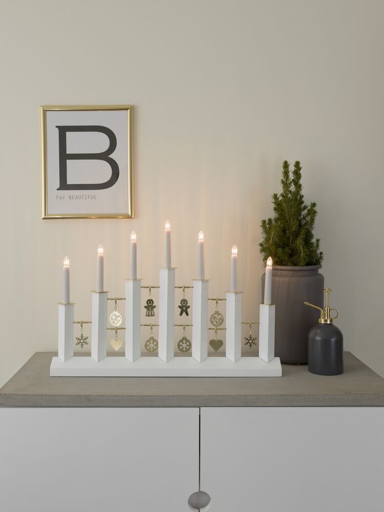 White Candlestick, 7 Bulbs