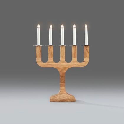 5 Light Oiled Oak Candlestick