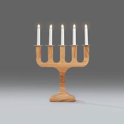 5 Light Oiled Oak Candlestick