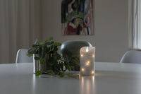 Vaxljus 7,5x13,5cm LED gr.vitt