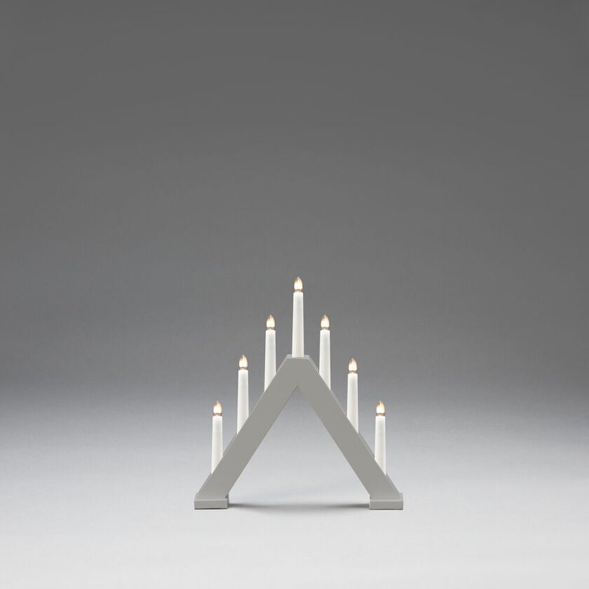 Elljusstake 7 ljus trä grå