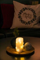 B/O Wax Candle, with Stars LED