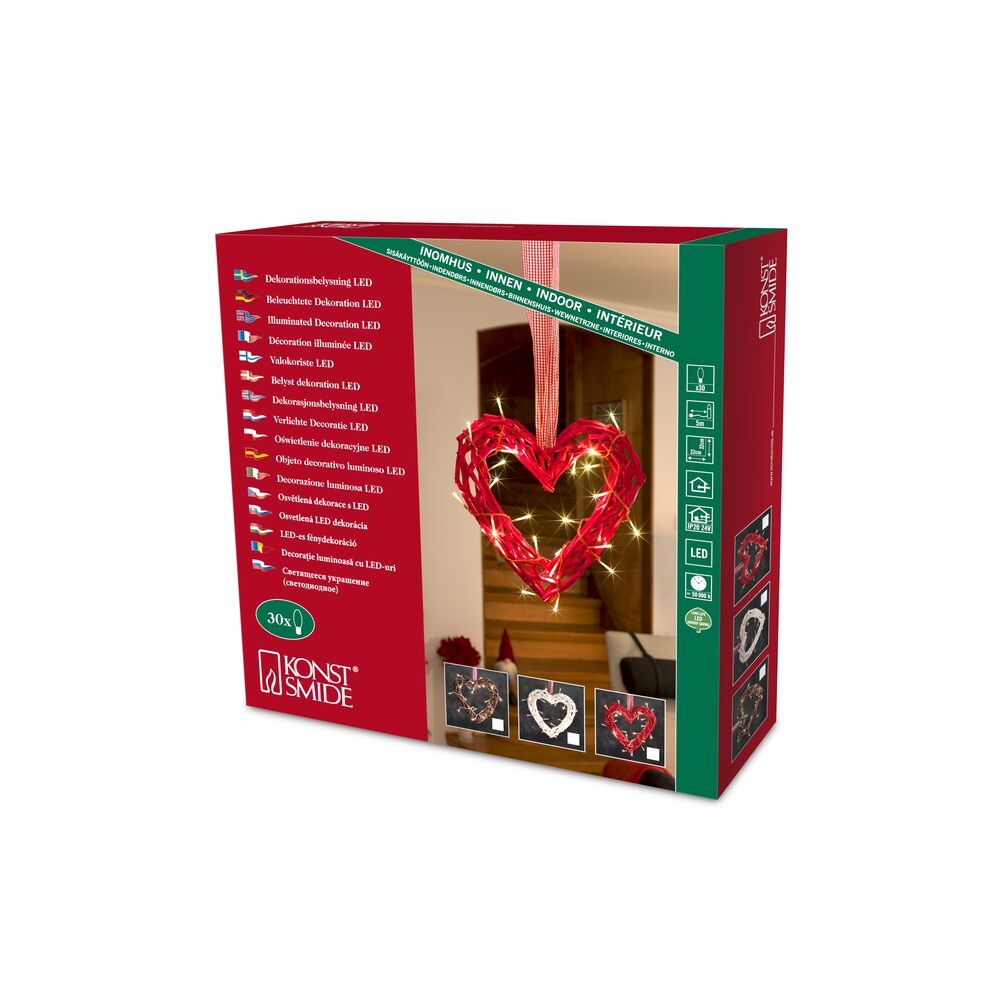 LED Holzsilhouette Herz, rot,