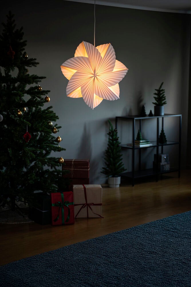 Pappersstjärna veckad vit 60cm