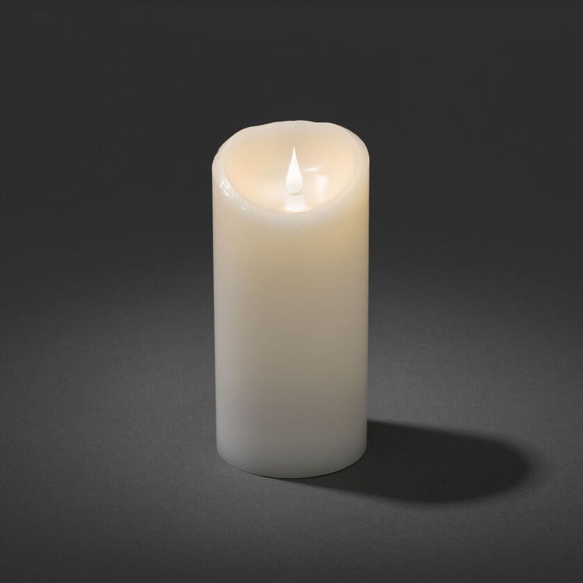 LED Echtwachskerze, weiss,