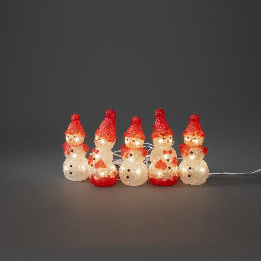 Små Snögubbar akryl 5st LED