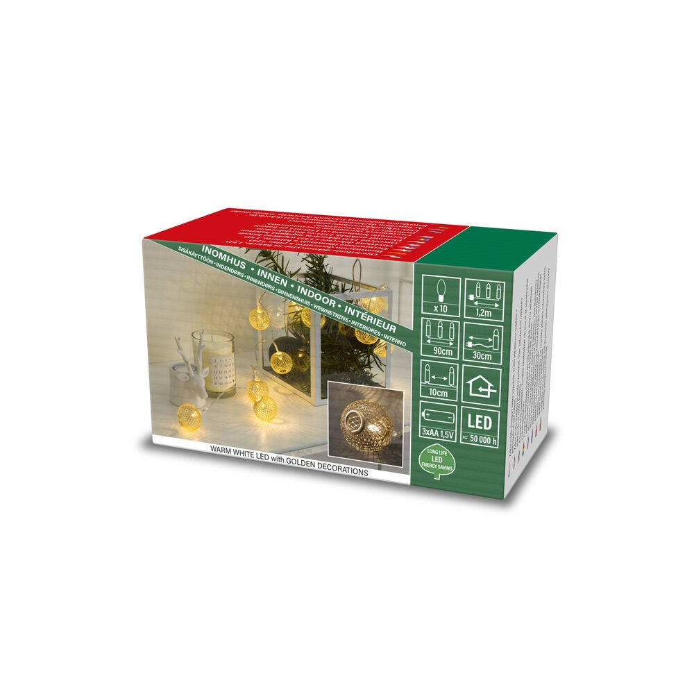 Light Set 10 Gold Balls, LED