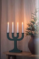 Elljusstake 4 ljus trä svart