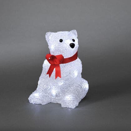 Acrylic Sitting Bear 18cm, LED