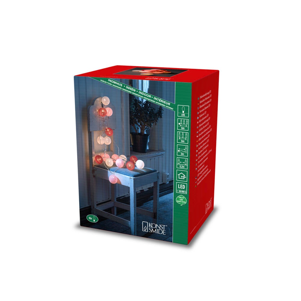 Lightset balls 16L Wh/pink/red