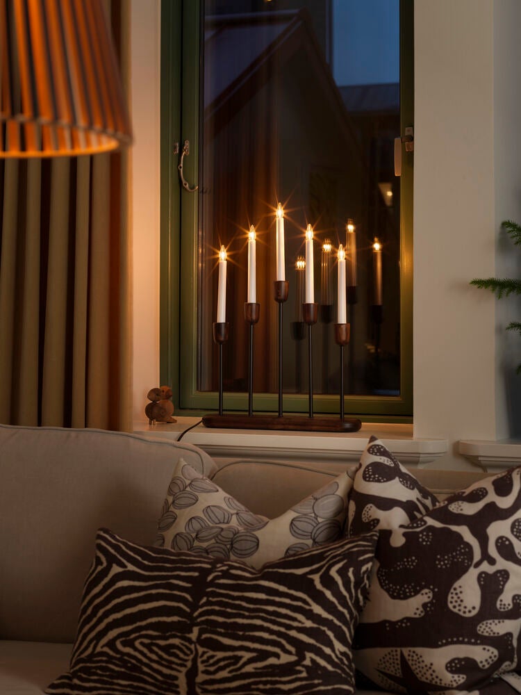 Candlestick Wood/Metal 5 LED
