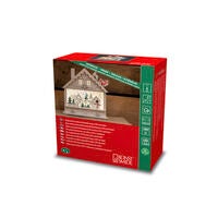 B/O Siluett Hus trä 4 LED