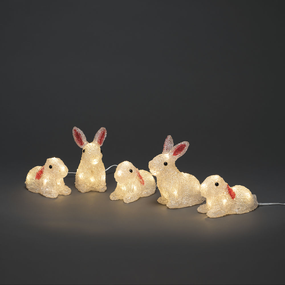 Acrylic Rabbits 5pcs/set, LED