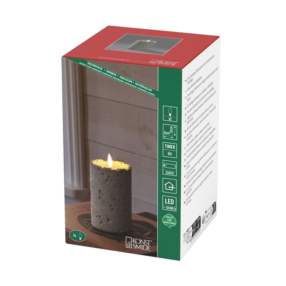 Batteriljus betong grå, 12 cm