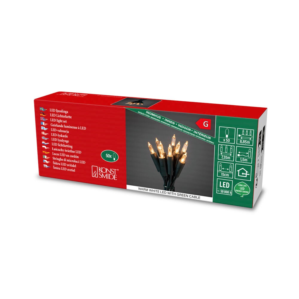 LED Minilichterkette, 50 warm