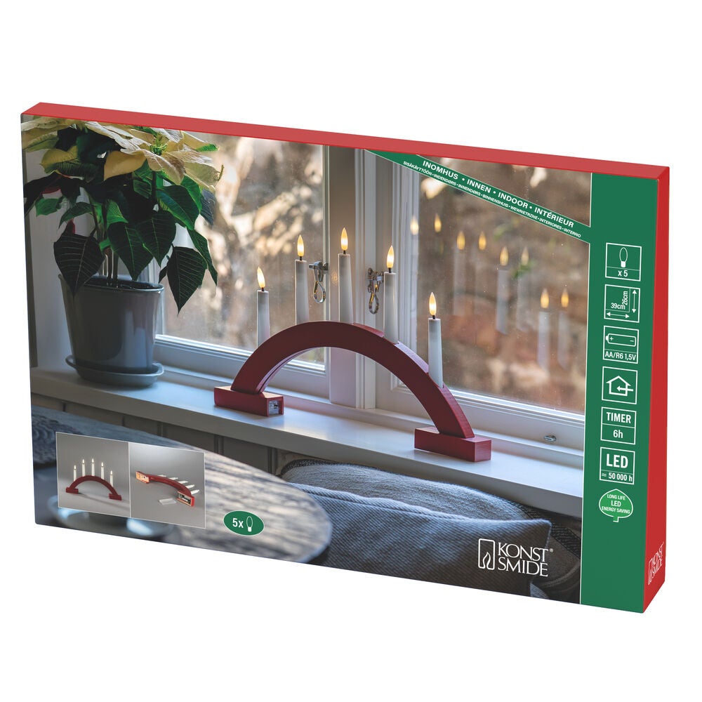 Candlestick red 5 LED battery