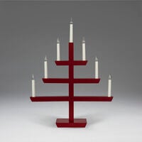 Träljusstake 7 lampor, röd