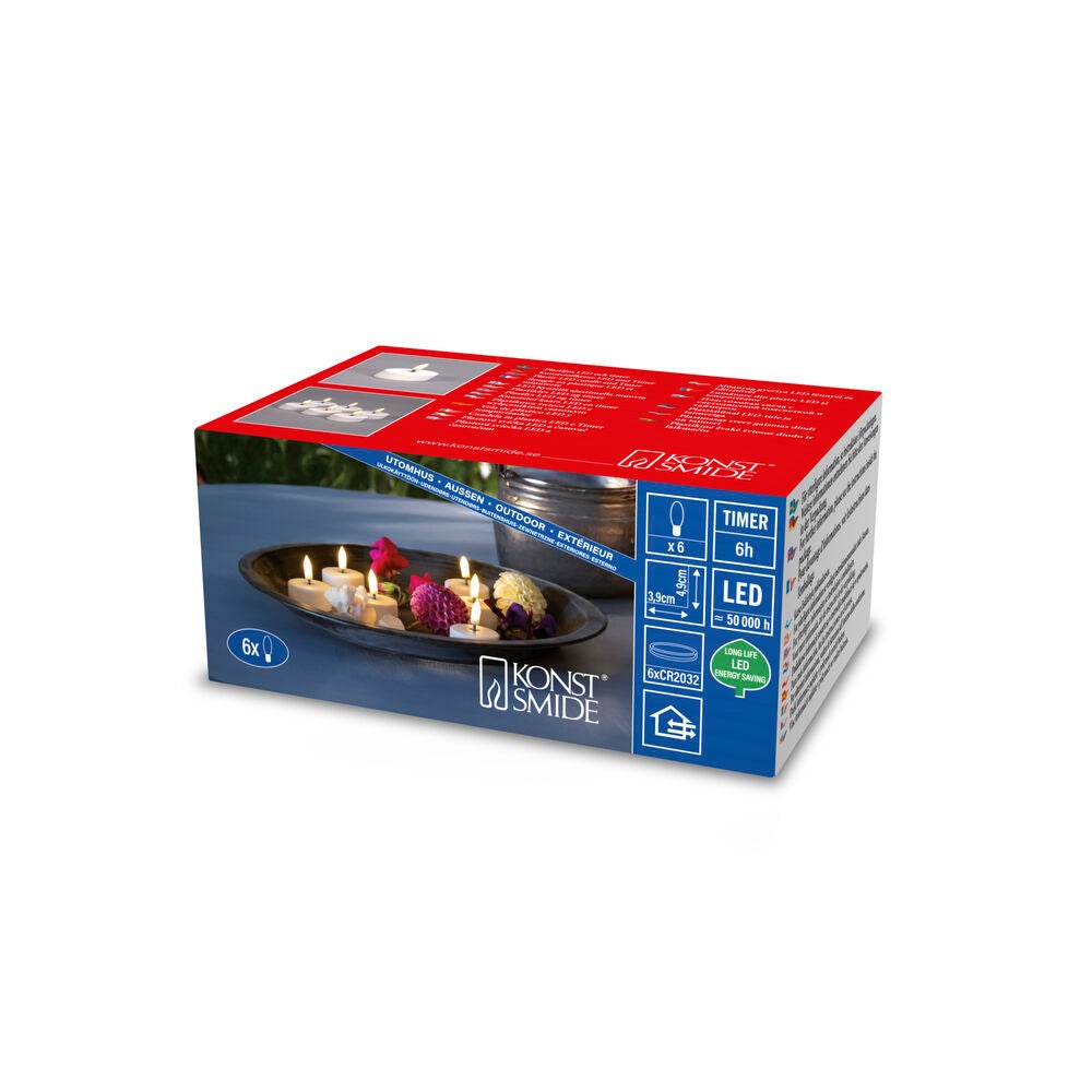 6 Värmeljus LED vit