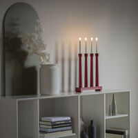 Candlestick wood 4 bulbs red