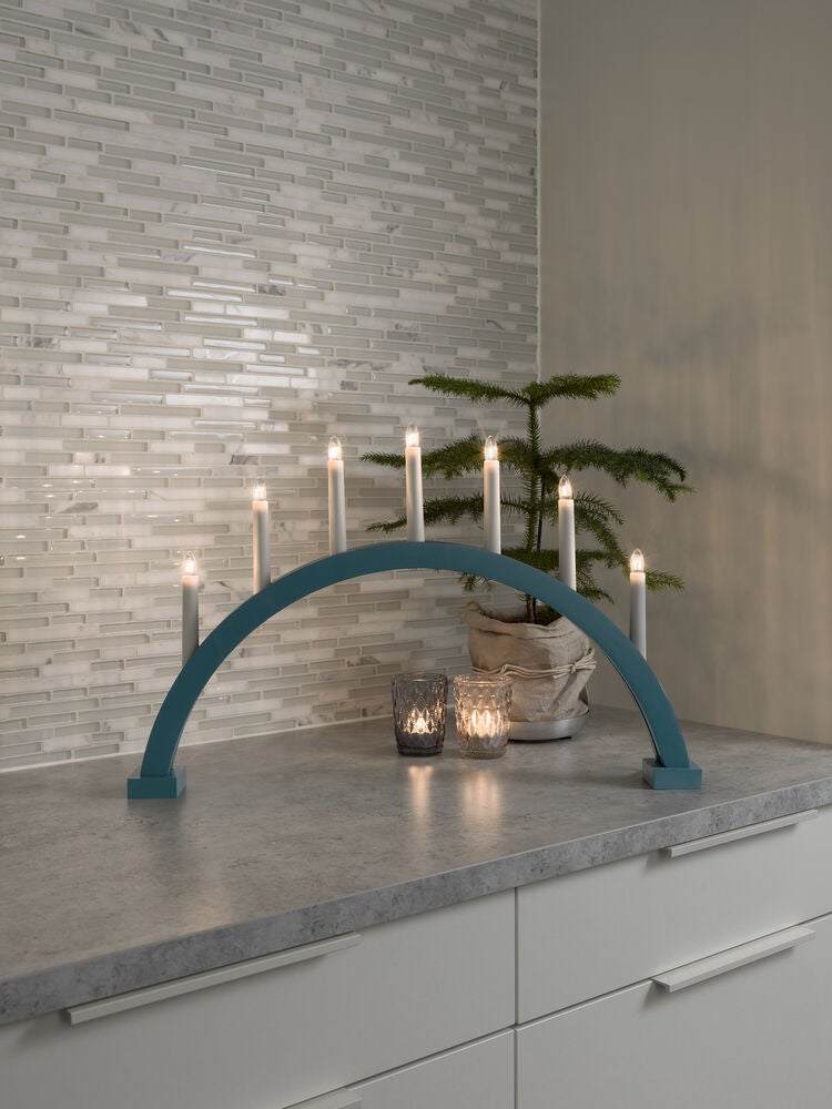 Elljusstake båge 7 lj grå/grön