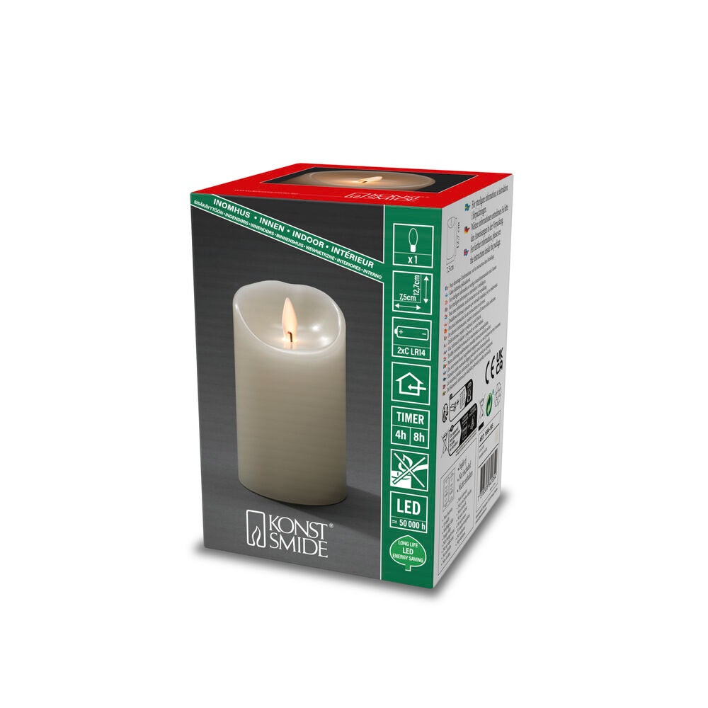 Vaxljus 7,5x12,7 cm LED vitt