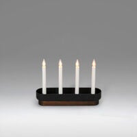 Elljusstake 4 ljus trä/plast