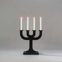 Elljusstake 4 ljus trä svart