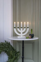 Candlestick wood 5 bulbs red