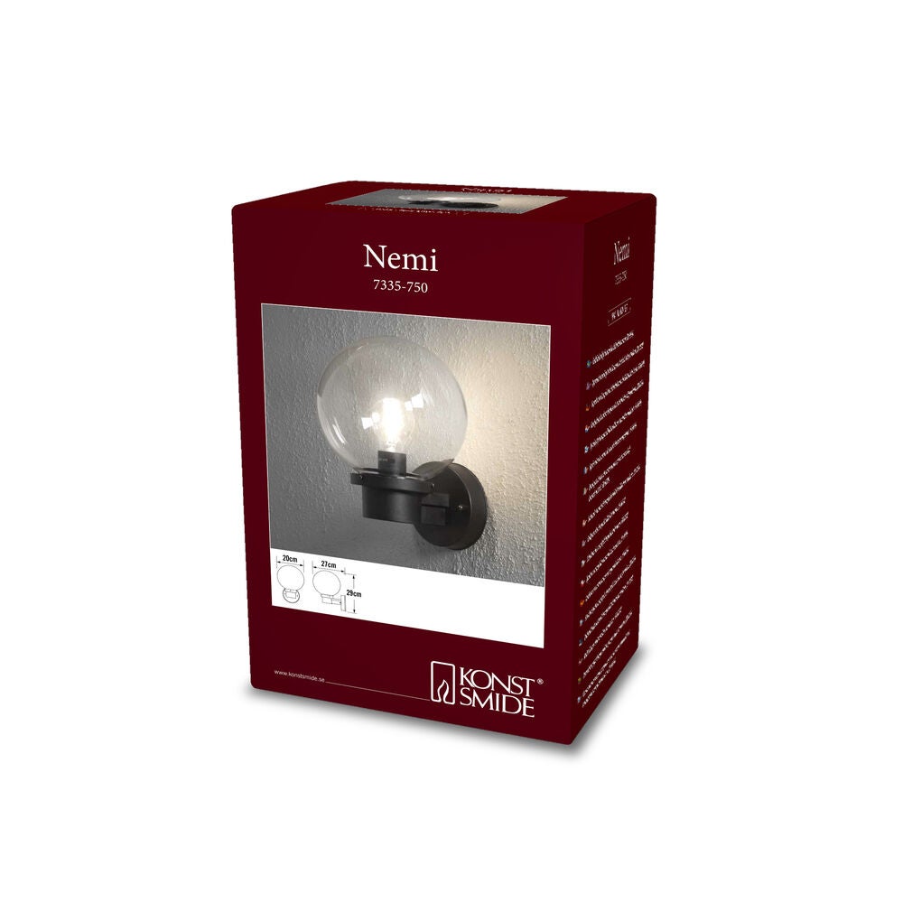 Nemi vägglykta E27 svart