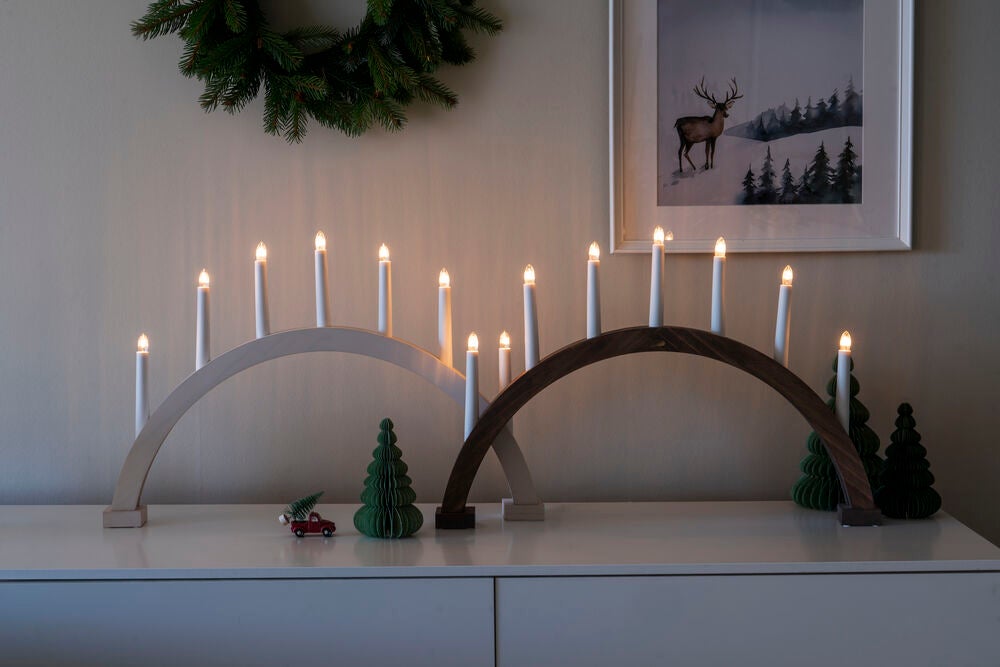 Elljusstake båge 7 ljus vit