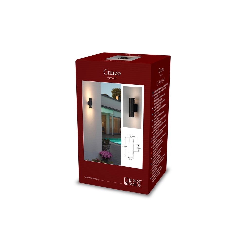 Cuneo vägglykta E27 Svart