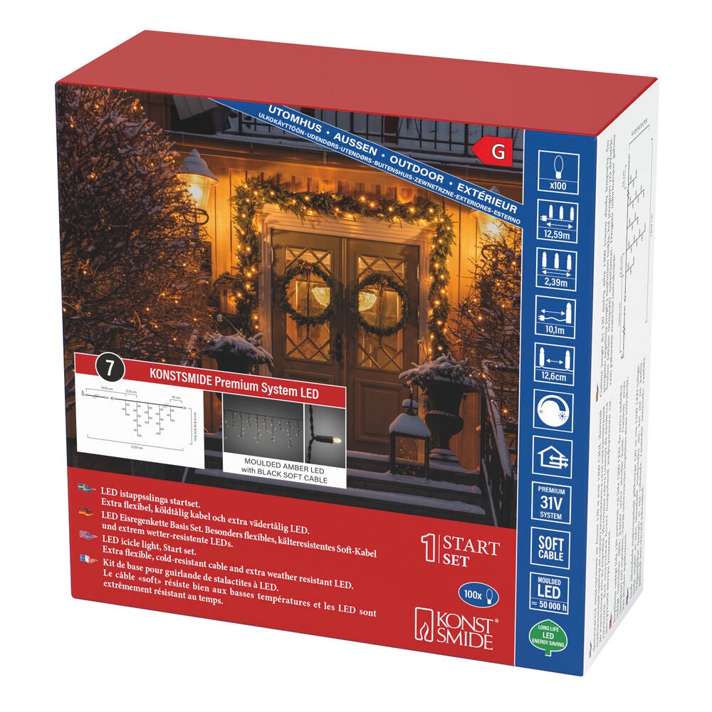 100 Amber LED Icicle Start Set